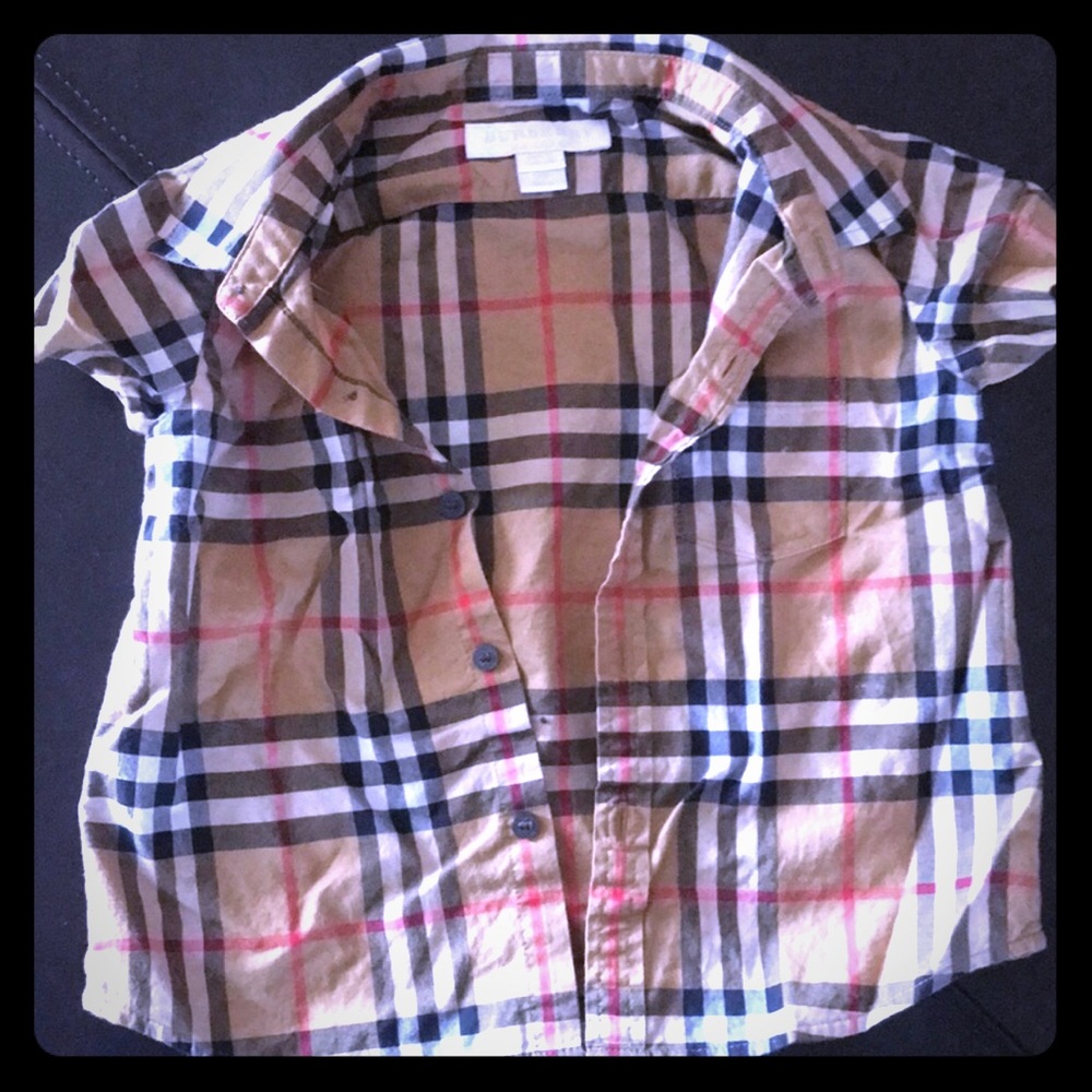 Burberry Button Up Shirt/Beige Plaid